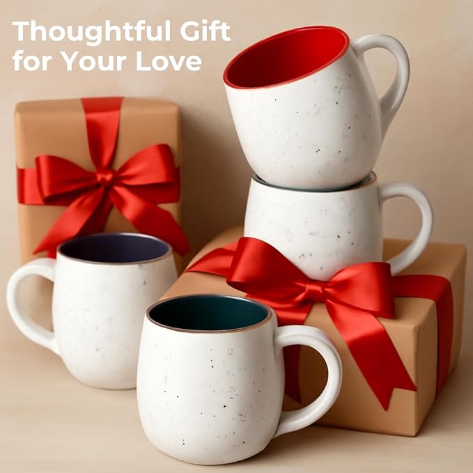 LIFVER 20 Ounces Coffee Mugs Set of 4, Large Ceramic Coffee Mugs with Handles for Coffee Tea Hot Cocoa, Espresso Cups Gifts for him her, Jumbo Soup Mugs Set of 4 - Image 4