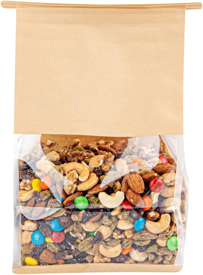 Restaurantware-Bag Tek 6.3 x 5.1 x 10.2 Inch Tin Tie Bags With Windows, 100 Resealable Bakery Bags With Windows - Flat Bottom, For Cookies or Coffee Beans, Kraft Cotton Paper Tin Tie Bags - Image 8