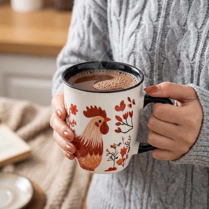 Chicken Mug - 16oz Farmhouse Heat Sensitive Cup, Rooster Tea Mugs for Kitchen, Novelty Coffee Mugs for Women, Chicken Themed Gifts for Christmas - Image 2