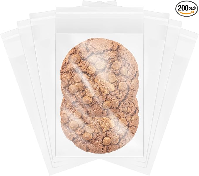 MoloTAR 200 Pcs 4.5''x 4.5'' Clear Resealable Cello/Cellophane Good for Bakery,Adhesive Treat, Candle, Soap, Cookie Poly Bags by MoloTAR