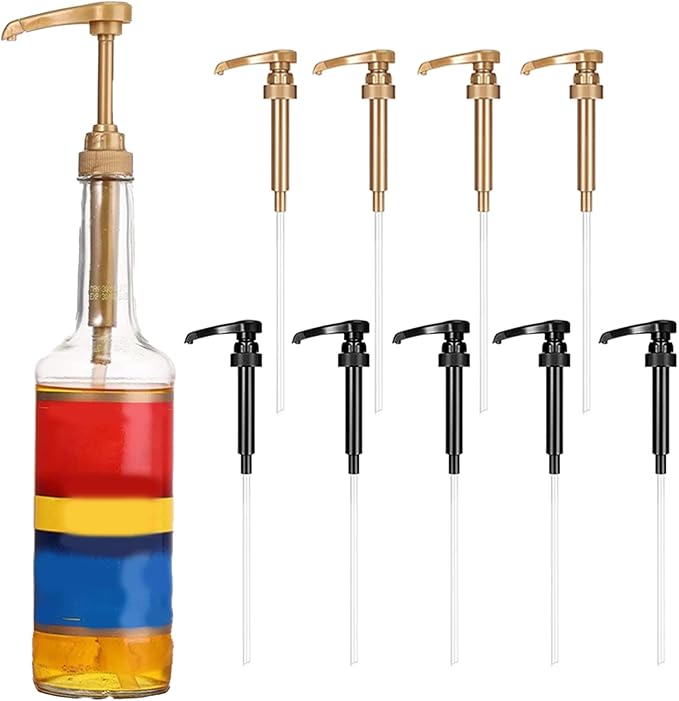 Syrup Pumps Coffee Syrup Pump Dispenser Fits 750ml Bottles Rotating Design Reusable Leakproof Pumps 10 Pcs