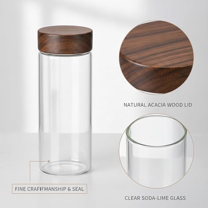 Clear Glass Storage Jar with Acacia Wood Lid - Kitchen Canister for Pantry Organization, Countertop Display, and Dry Food Storage - Image 6