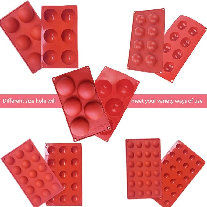 Semicircle Silicone Mold,Shxmlf Half Sphere Chocolate, Candy Gummy Dome Molds Teacake Bakeware Set for Cake Decoration Mousse Jelly Bombe Cupcake Baking Mould (5PACK) - Image 3
