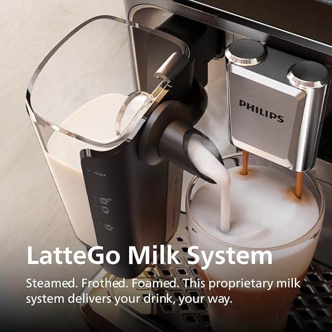 Philips 4400 Series Fully Automatic Espresso Machine, LatteGo Milk System, Integrated Grinder, 12 Hot & Iced Coffee Pre-Sets, Quick Start, SilentBrew, 15-Bar Pressure, Black Chrome (EP4444/90) - Image 4