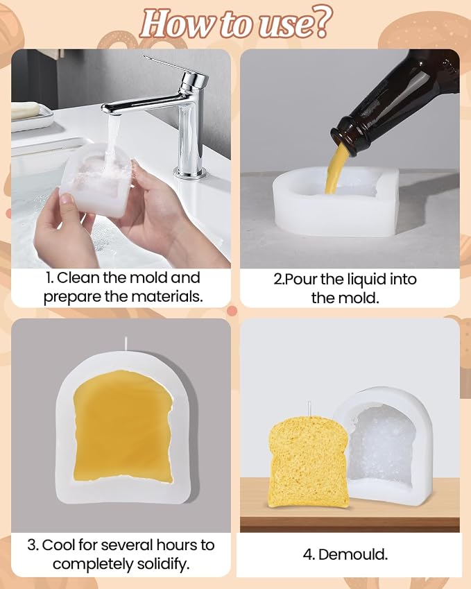 Mini Toast Mold, Tiny Toast Bread Silicone Mold, Artificial Toast Soap Molds, Small Simulation Food Molds Silicone Bread Mold For Chocolate Fondant Resin Home Ornaments Making Tool - Image 7