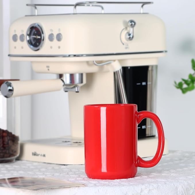 16 OZ Coffee Mug, Classic Blank Ceramic Cup with Large Handle for Tea Latte Cappuccino, Red - Image 5