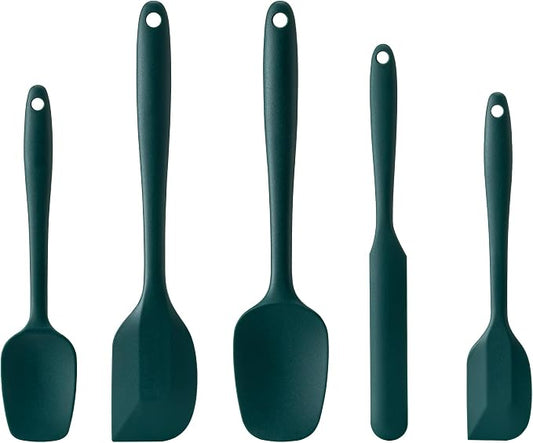 Silicone Spatula Set,5 Piece Food Grade Rubber Spatulas,Dark Green | Spatulas Silicone Heat Resistant for Baking,Cooking,and Mixing High Heat Resistant Non Stick Dishwasher Safe BPA-Free by Hoewina