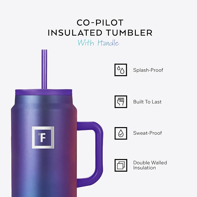 IRON °FLASK Co-Pilot Insulated Mug w/Straw & Flip Cap Lids - Cup Holder Bottle for Hot, Cold Drink - Leak-Proof - Water, Coffee Portable Travel Mug - Dark Pine, 50 Oz | Insulated Travel Mug with Straw & Flip Cap Lids - Cup Holder Fit, Leakproof, BPA Fr... - Image 2
