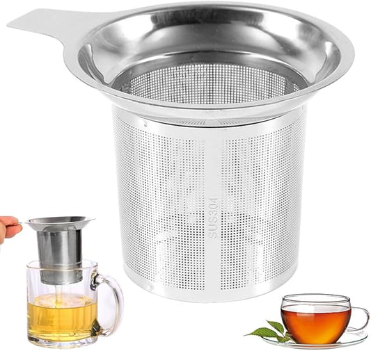 Stainless Steel Tea Infuser Strainers, 2025 New Loose Leaf Tea Filter, Ultra-Fine Mesh Filter Cup, Large Capacity Reusable Cup Filter, For Brewing Loose Leaf Tea And Coffee (1 PC)