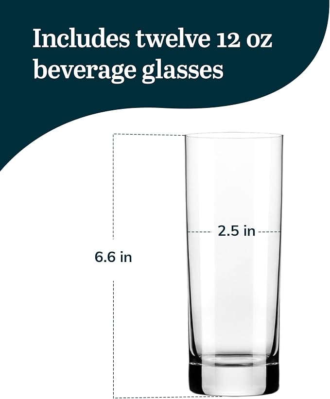 Libbey 9038 Modernist Beverage Glasses Set of 12, Classic, Straight Sided Glassware Drinking Glasses, Tall Glass Cups for Cocktail Parties, Banquets - Image 3