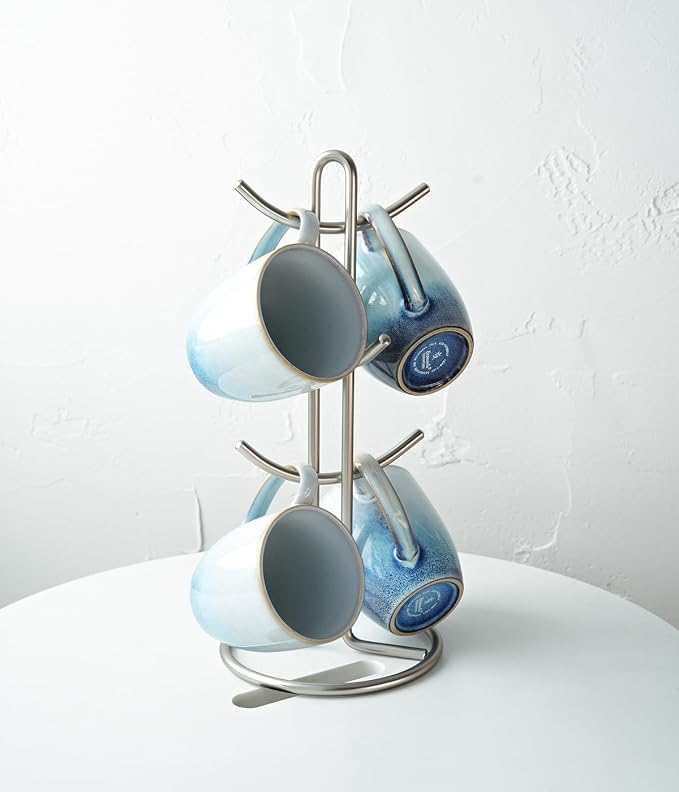 Bosmarlin Ceramic Coffee Mug Set of 4, 17 Oz, 3 Colors to Choose, Tea Cups, Dishwasher and Microwave Safe, Reactive Glaze… (17 Oz, Blue) - Image 7