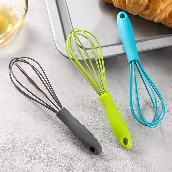 Mini Silicone Whisk, 12-Pack Portable Egg Whisk, Small Whisks For Cooking, Manual Handheld Milk Frothers, Household Egg Blender Silicone Whisks For Cooking (12PCS-Red)