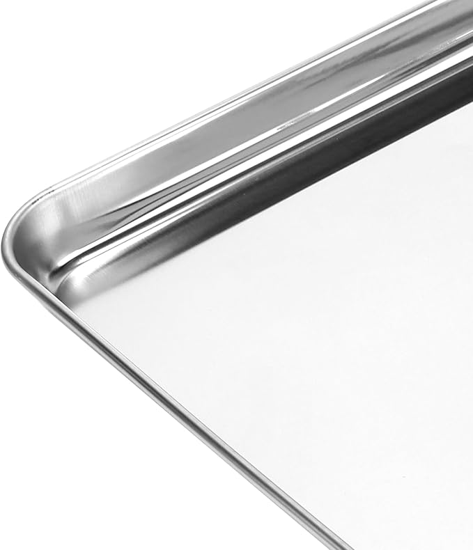 LEXININ Stainless Steel Baking Sheets, 17 x 12 x 1 Inch, Cookie Pans for Oven, 4-Piece Set, Silver - Image 5