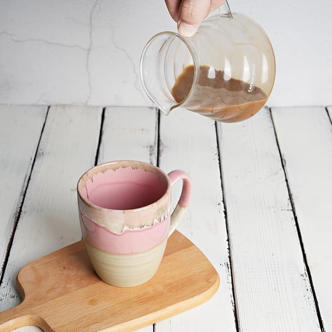 Bosmarlin Ceramic Coffee Mug Set of 4, 17 Oz, 5 Colors to Choose, Tea Cups, Dishwasher and Microwave Safe, Reactive Glaze (Pink) - Image 5