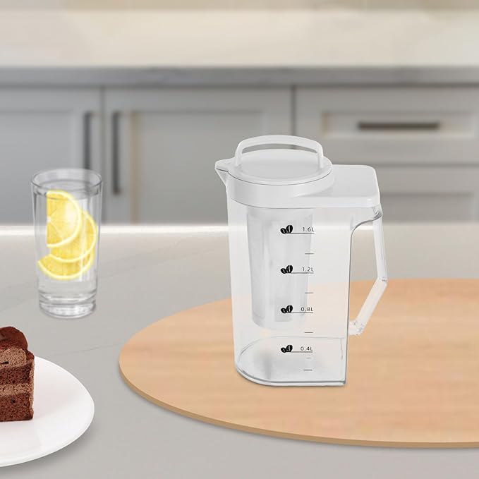 54Oz Cold Brew Coffee Maker with Measurement Scale - Plastic Cold Brew Tea Pot for Home Fridge Use Iced Coffee Brewer and Beverage Maker