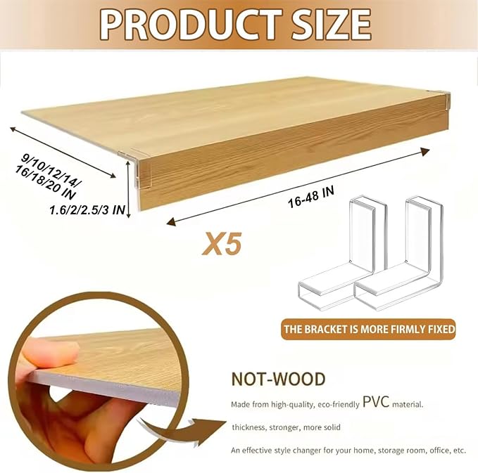 5PCS Custom Wire Rack Covers for Shelves, 21x10x2.5 in Waterproof Moisture-Resistant Removable PVC Wire Rack Covers for Pantry Kitchen Bathroom Closet Office Shelving - Image 2