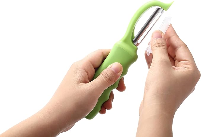 Spring Chef Swivel Vegetable Peeler for Kitchen w/Soft Grip Handle, Green | Premium Potato Peeler w/ Ultra Sharp Stainless Steel Blades, Multifunctional Veggie Peeler for Apple, Carrot, Cucumber, Fruit - Image 8