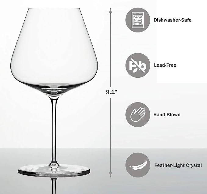 Zalto Burgundy Wine Glass | Largest in Zalto Line, Holds Full Bottle, Earth Tilt Angle Design, For Powerful Wines, Cabernet, Chardonnay, Nebbiolo - Image 3