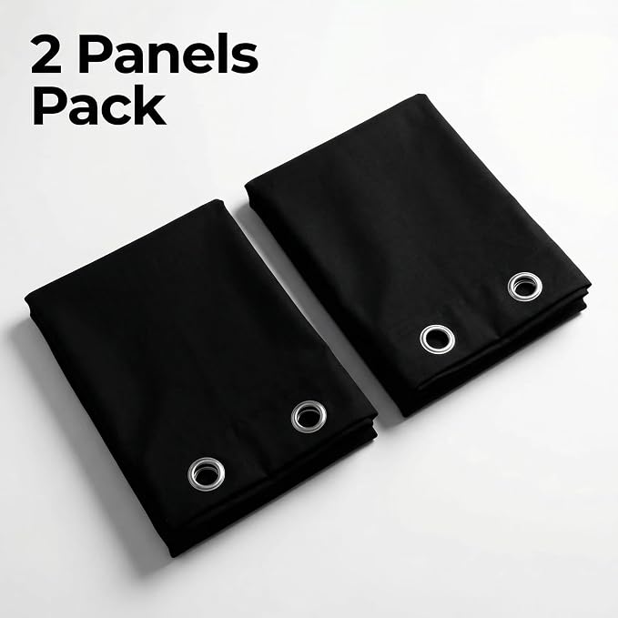 Urban Villa Cotton Grommet Curtains 50x84 (2 Panels) Black - Image 5