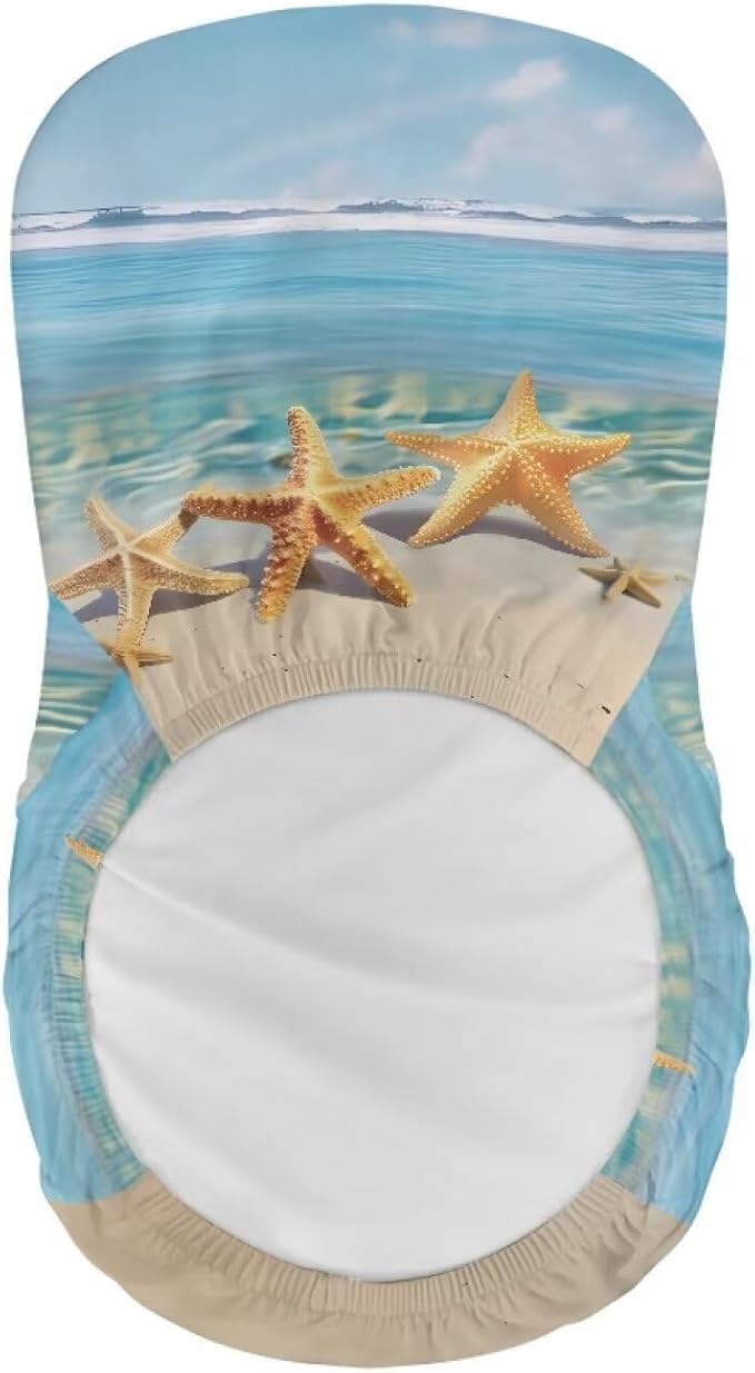 Starfish Bar Stool Covers, 2 Pcs Bar Stool Covers with Backs Washable Soft Decorative Dining Chair Covers for Dining Room Cafe Kitchen - Image 5