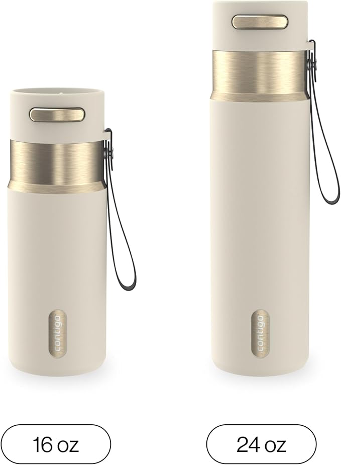 Contigo AutoSeal 24 oz Stainless Steel Vacuum-Insulated Water Bottle with Leakproof Push-Button Spout & Lock, Carry Strap, BPA-Free & Lead-Free, Dishwasher Safe - Image 5