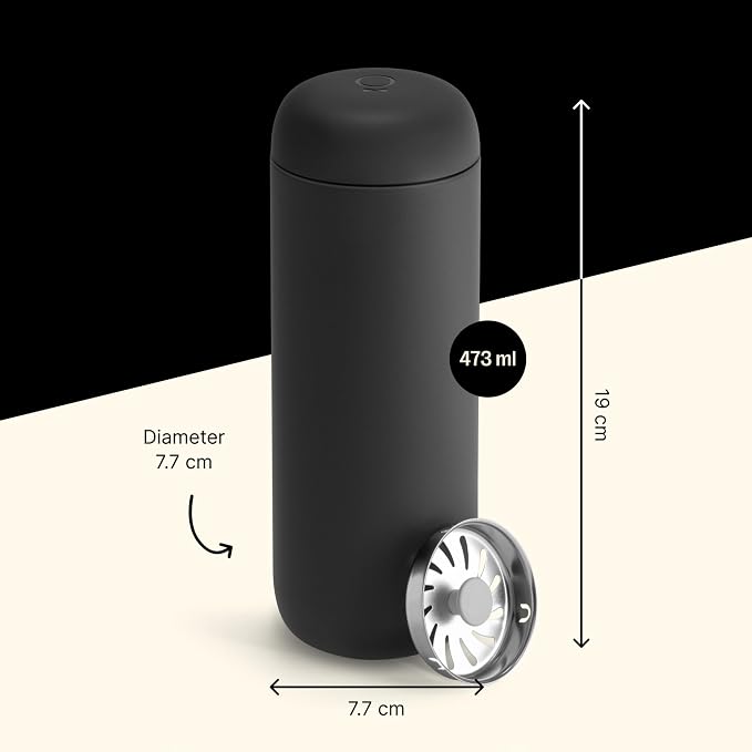 Fellow Carter Move Ceramic Lined Travel Coffee Mug 16 oz - Leak-Proof Lid | No Metallic Taste, Dishwasher Safe, Hot 12Hr Cold 24Hr, Stainless Steel Tumbler, BPA-Free, Fits Cup Holders, Matte Black - Image 3