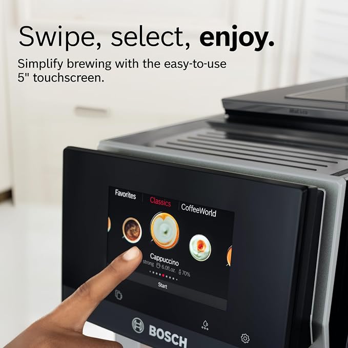 Bosch 800 Series Fully Automatic Coffee, Espresso Machine- Stainless Steel | Double Cup, Touchscreen, Large Bean Capacity, 36 Drinks, Cold Brew, Save up to 30 Profiles - Integrated Milk Container - Image 5
