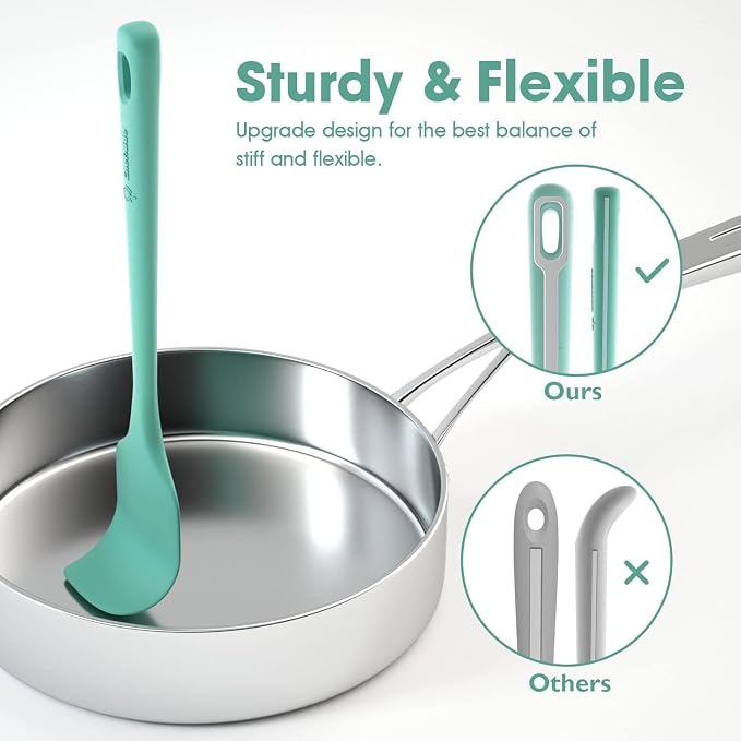 ChefAide 4 Pieces Silicone Spatula Set, Food Grade Rubber Spatula, Upgrade Strong Handle with Ergonomic Grip, Heat Resistant for Nonstick Cookware, Cooking - Image 3
