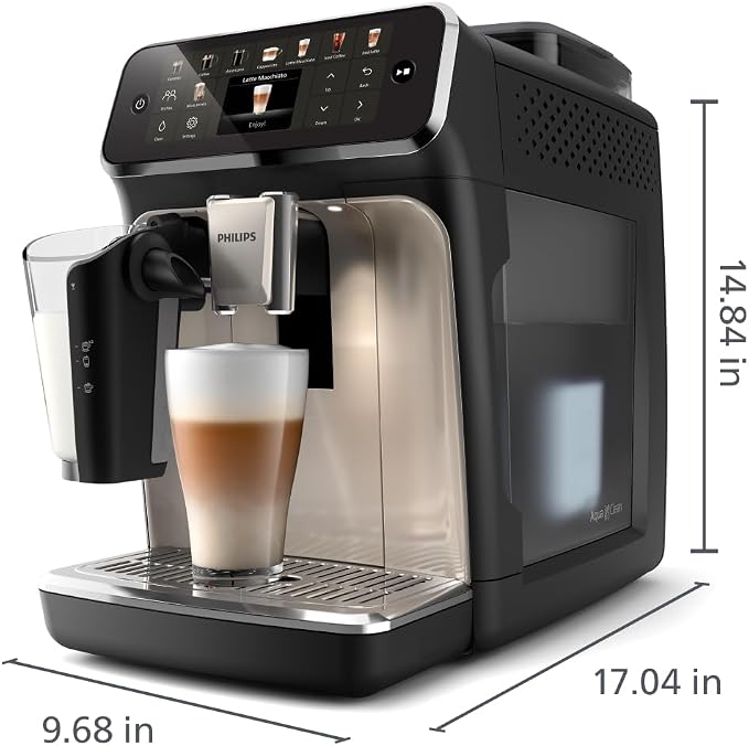 PHILIPS 5500 Series Fully Automatic Espresso Machine, LatteGo Milk System, Integrated Grinder, 20 Hot & Iced Coffee Pre-Sets, Quick Start, SilentBrew, 15-Bar Pressure, Black Chrome (EP5544/94) | LatteGo Milk System, Integrated Grinder, 20 Hot & Iced Co... - Image 10