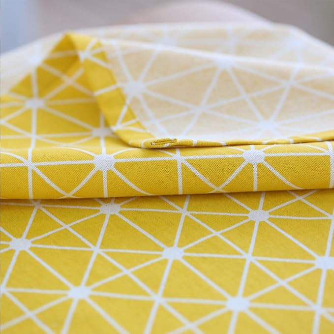 meioro Yellow Boho Table Cloth Rectangle Cotton Linen Nordic Twill Tablecloths Wrinkle Free Fabric Checkerboard Stripe Table Cloths Rustic Cover for Kitchen Dining Party Outdoor Picnic(47 x 70 Inch) - Image 4
