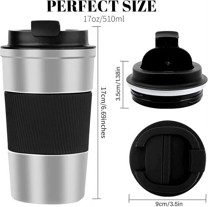 Insulated Travel Coffee Mug, Stainless Steel Coffee Cup with Leakproof Lid | Double-wall insulation keeps drinks hot or cold for hours, with a leakproof lid and portable stainless steel design - Image 3