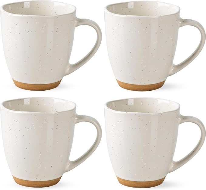 AmorArc 12oz Coffee Mugs, Ceramic Coffee Mugs set of 4 for Man, Woman, Dad, Mom, Modern Coffee Cups with handle for Latte/Cappuccino/Milk/Cocoa. Dishwasher&Microwave Safe, Light Beige by AmorArc