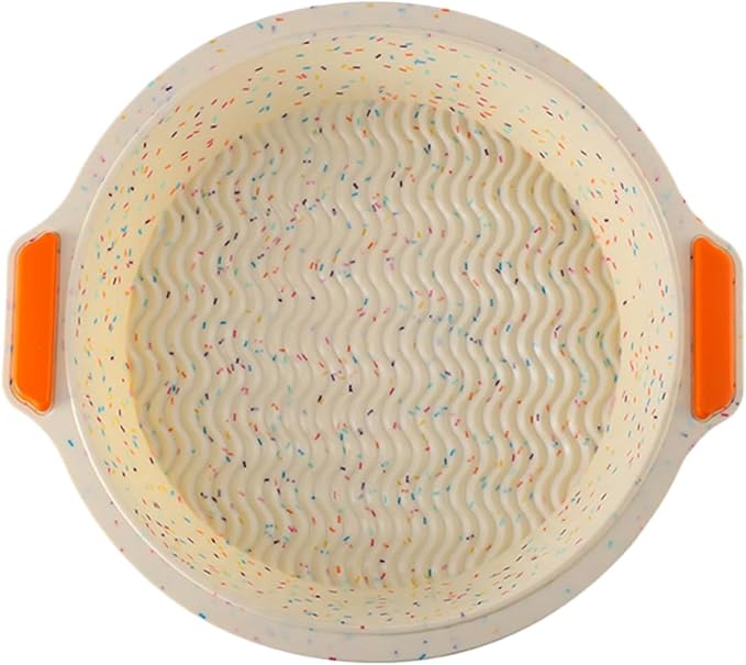 Healeved Silicone Baking Mold round Cake Tray Thickened Non-stick Colorful Dots with Handles Bakeware for Home Kitchen Baking by Healeved