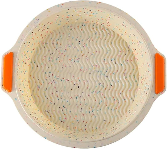 Healeved Silicone Baking Mold round Cake Tray Thickened Non-stick Colorful Dots with Handles Bakeware for Home Kitchen Baking by Healeved