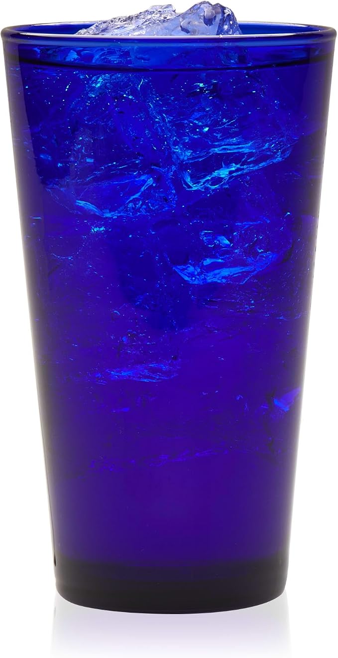 Libbey Cobalt Flare Drinking Glasses Set of 8, Classic Design Glass Cups for Soda, Water, Iced Tea and More, Dishwasher Safe Glass Cup Set for Beverages by Libbey