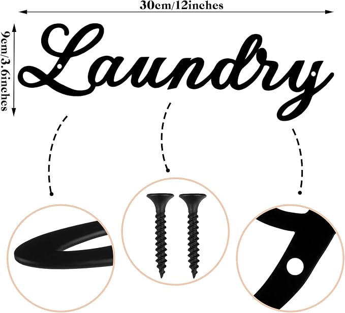 Jetec Laundry Room Decor Sign, Vintage Metal Laundry Sign Wall Decor Farmhouse Door Art Vintage Room Wall Art with Black Letter - Image 6