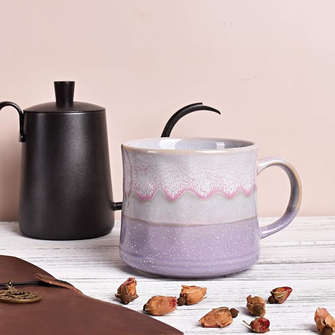 Bosmarlin Large Ceramic Coffee Mug, Big Tea Cup, 7 Colors to Choose, 21 Oz, Dishwasher and Microwave Safe, 1 PCS (Purple) - Image 4