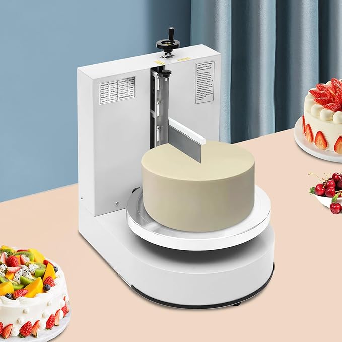 Cake Icing Machine 200W Auto Cream Spreading Machine w/LED Display, Horizontal & Vertical Spatula Adjust, Professional Cake Decorating Machine Frosting Turntable for 4-12 Inch Cakes (White)