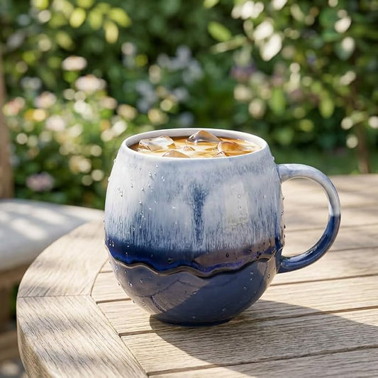 Ceramic Coffee Mug,16 oz Large Coffee Cups, Lead-Free | Stoneware Latte Cups for Tea & Cappuccino, Unique Holiday Gifts with Compact Ergonomic Small Handle, Aesthetic Nordic Design by Seworlan