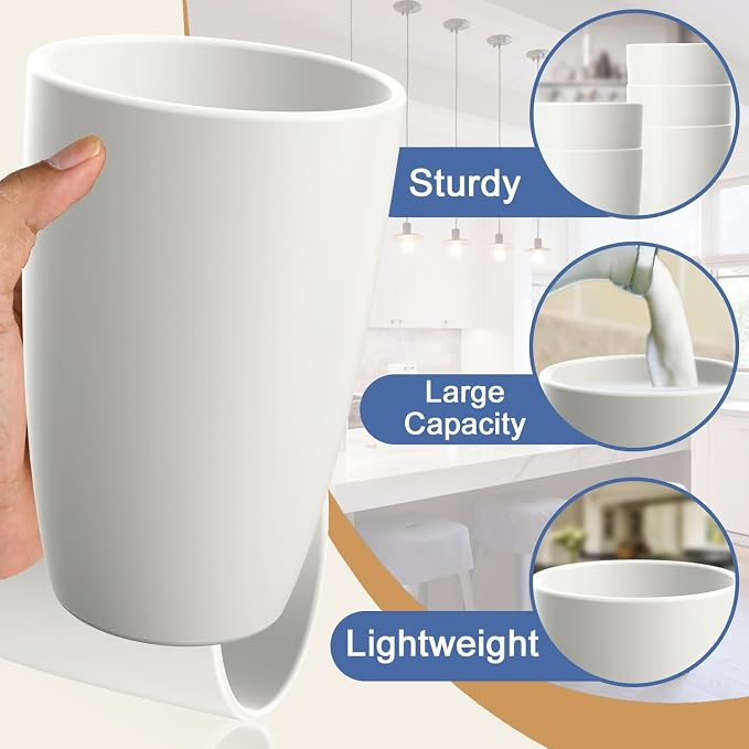 Drinking Glasses 20 OZ, Wheat Straw Cups Set of 6 | Alternatives to Plastic Cups Reusable, Large Water Cups, Dishwasher & Microwave Safe Cup Sets for Kitchen, Party, Camping - White - Image 4