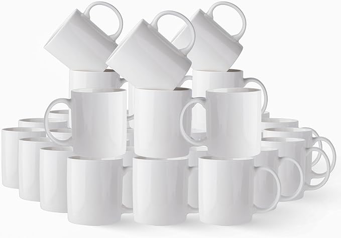 AmorArc 12oz Off White Coffee Mugs, Ceramic Coffee Mugs with Large Handle for Man, Woman, Light Weight Coffee Mugs Set for Latte/Cappuccino/Cocoa/Milk, Dishwasher & Microwave Safe, 36Pcs by AmorArc