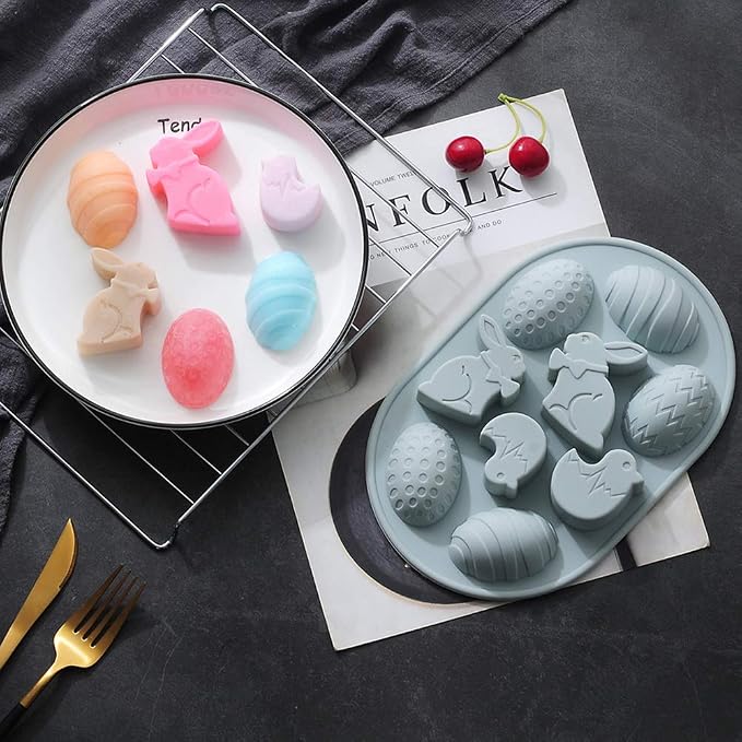 2Pack Easter Rabbit Bunny Egg Silicone Molds, 3D Easter-theme Baking Mould Tray DIY Baking Tool for Chocolate Cake Dessert Candy Mousse Pastry Soap - Image 8