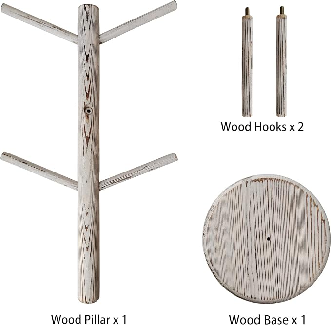 Dorhors Mug Holder Tree,Coffee Cup Holder,Mug Rack Stand Hook,Bar Organizer | Rustic White Wood Coffee Station Accessories 6 Hook,Coffee Shelf Decor for Kitchen Countertop,Counter Storage Display Mug,Cup - Image 6