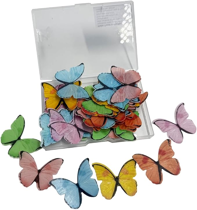 48 Pcs Edible Rice Wafer Paper Butterflies – 6 Colors– Gluten-Free Cake Decorating Toppers for Baking, Cupcakes, Cookies, and Desserts - Image 6