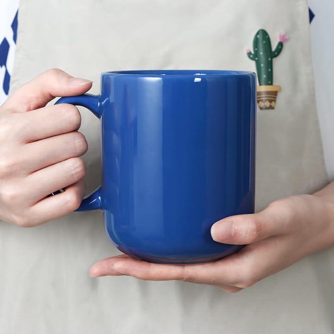 20 OZ Large Coffee Mug, M016 Ceramic Big Tea Cup with Handle for Dad Men, Blue - Image 6