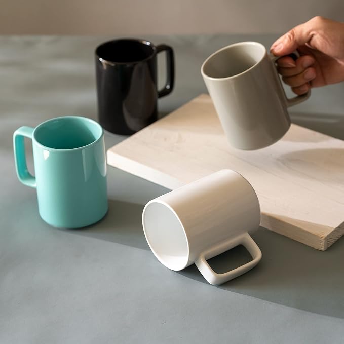 E-liu Large 15 Ounces Porcelain Coffee Mug Tea Mugs Set of 6 | Cups for Coffee, Tea, Cocoa, and Mulled Drinks , Dishwasher & Microwave Safe Gift Sets, Turquoise - Image 7