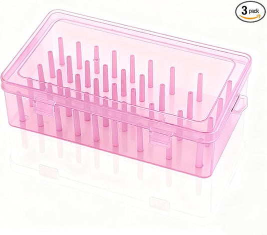 3pcs Piping Tips Organizer with Fixed Pins 72/126-Capacity Cake Decorating Storage Box for Baking Tools (1pcs-42 pink)