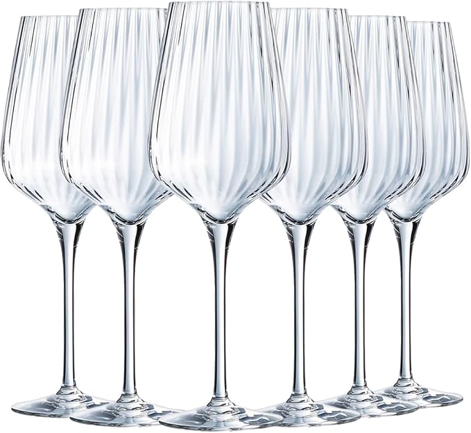 Chef&Sommelier Symétrie Collection 6 Stemmed Glasses 35 cl Made in France Reinforced Packaging | Resistant clear glass, stemware for tasting, dishwasher-safe, made in France by Chef+%26+Sommelier