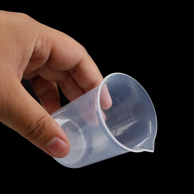 Waziaqoc 50ml/1.7oz Plastic Graduated Beaker (6 Pack), Transparent PP Measuring Cup Mixing Cup for Kitchen Lab