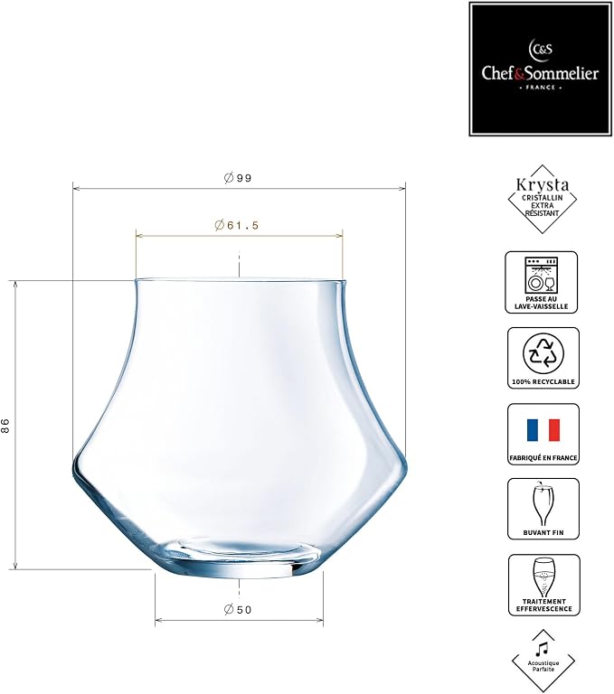 Chef & Sommelier Glass 30 cl Open Up Spirit | Krysta crystal ultra-resistant, whiskey and rum glass, dishwasher-safe, made in France, ideal tasting - Image 7